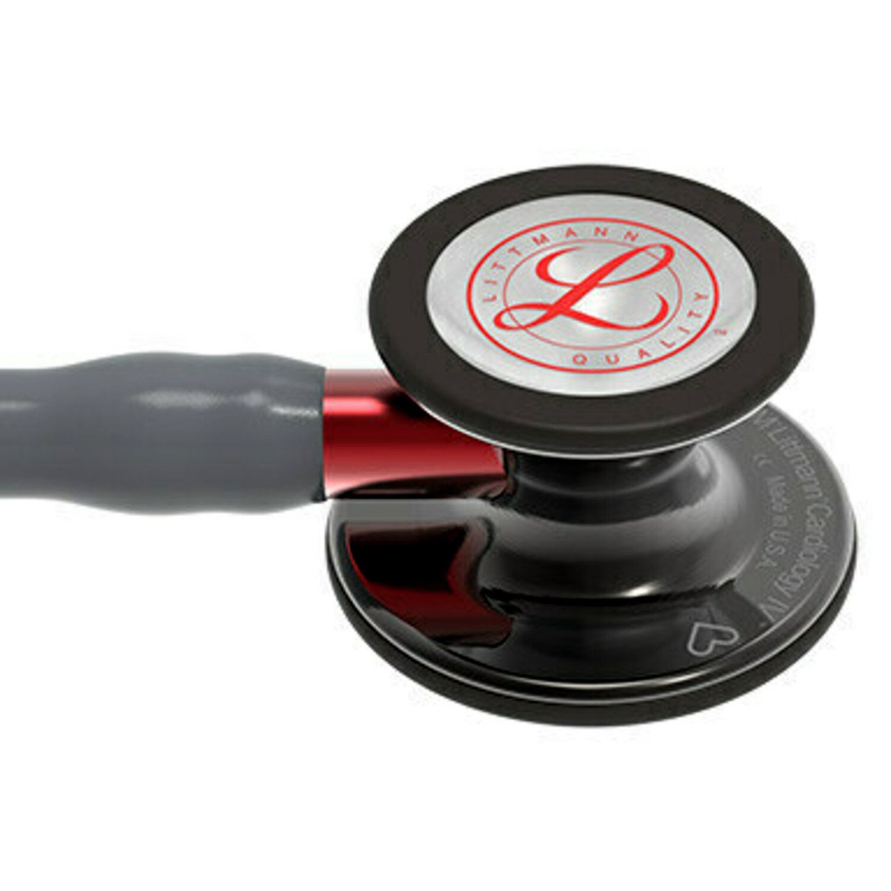 6183-04_SIDE_HIGH_2-Hearts_0-1x__47417 Littmann Cardiology IV Gray Smoke- Red Stem (6183) - Image 3