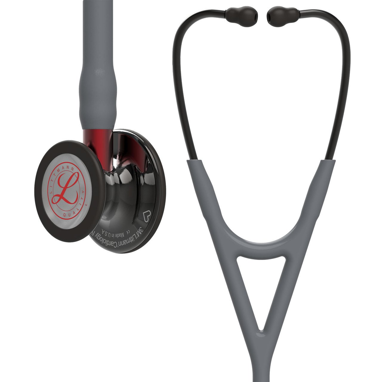 littmann-limited-edition-b-plus-cardiv-6183-2000x2000-frame1hero-ms-st-en__94437 Littmann Cardiology IV Gray Smoke- Red Stem (6183) - Image 1