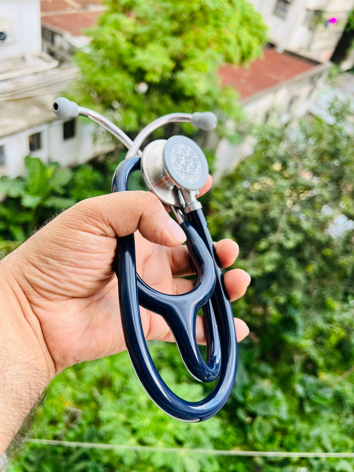 WhatsApp-Image-2023-02-15-at-11.36.51 Spirit Deluxe Series III Navy Blue Stethoscope - Image 1